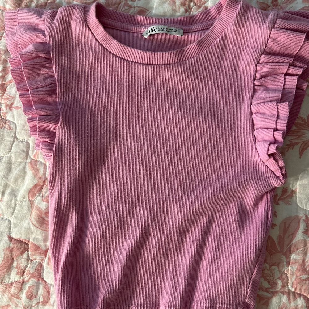 Zara Pink Ruffled Top